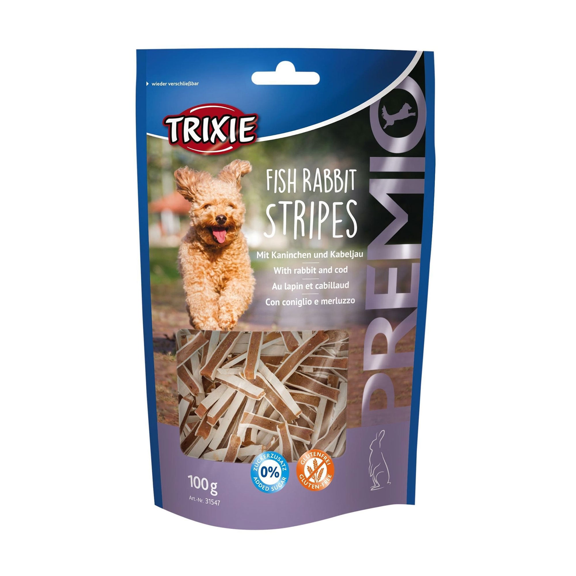 Ласощі для собак Trixie Premio Fish Rabbit Stripes з кроликом та тріскою, 100 г