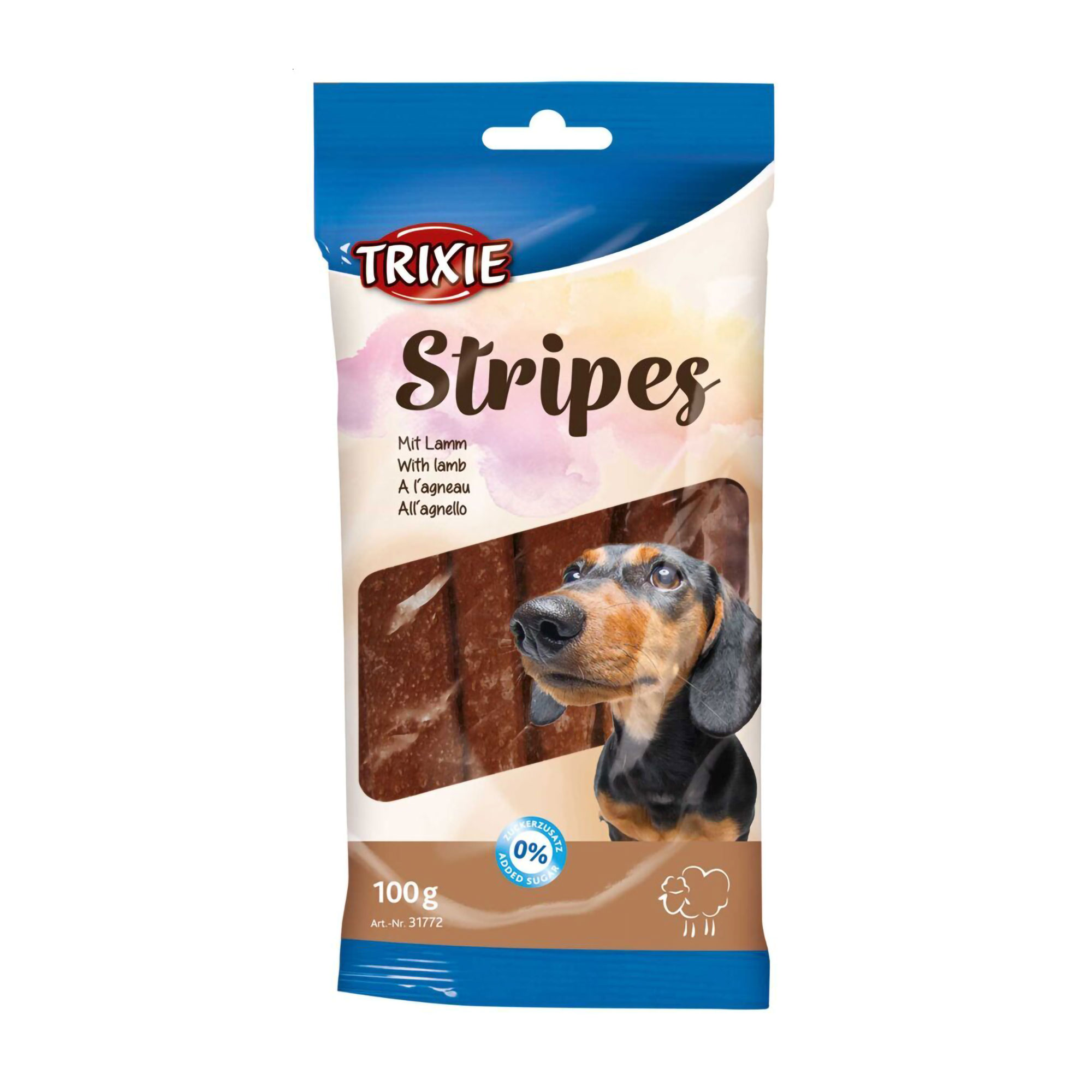 Ласощі для собак Trixie Stripes з ягням, 100 г